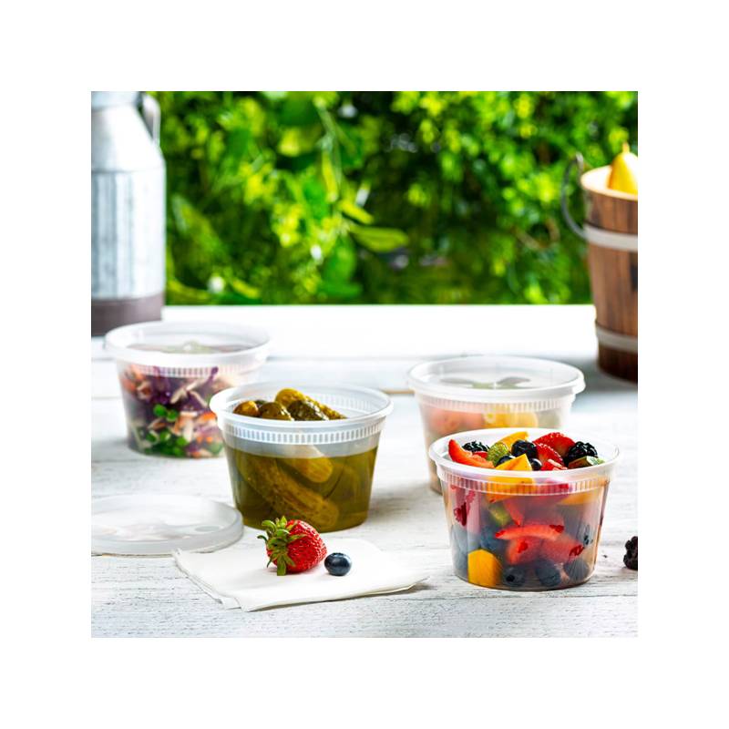 12 oz. Heavy Duty Microwavable Translucent Plastic Deli Container - 480/Case