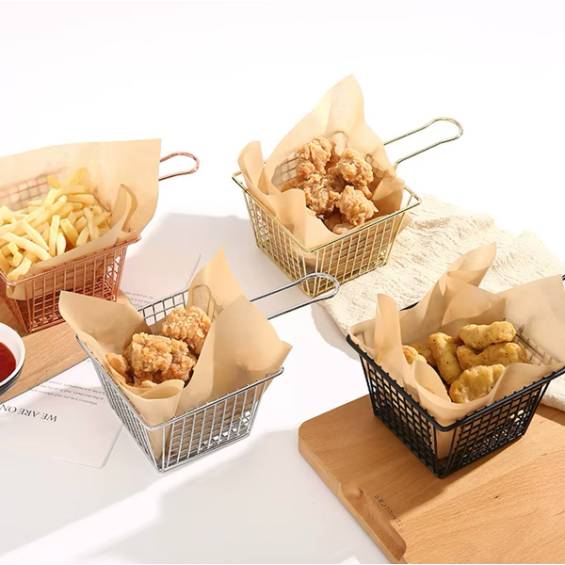 4" x 4" x 3" Black Square Mini Fry Basket