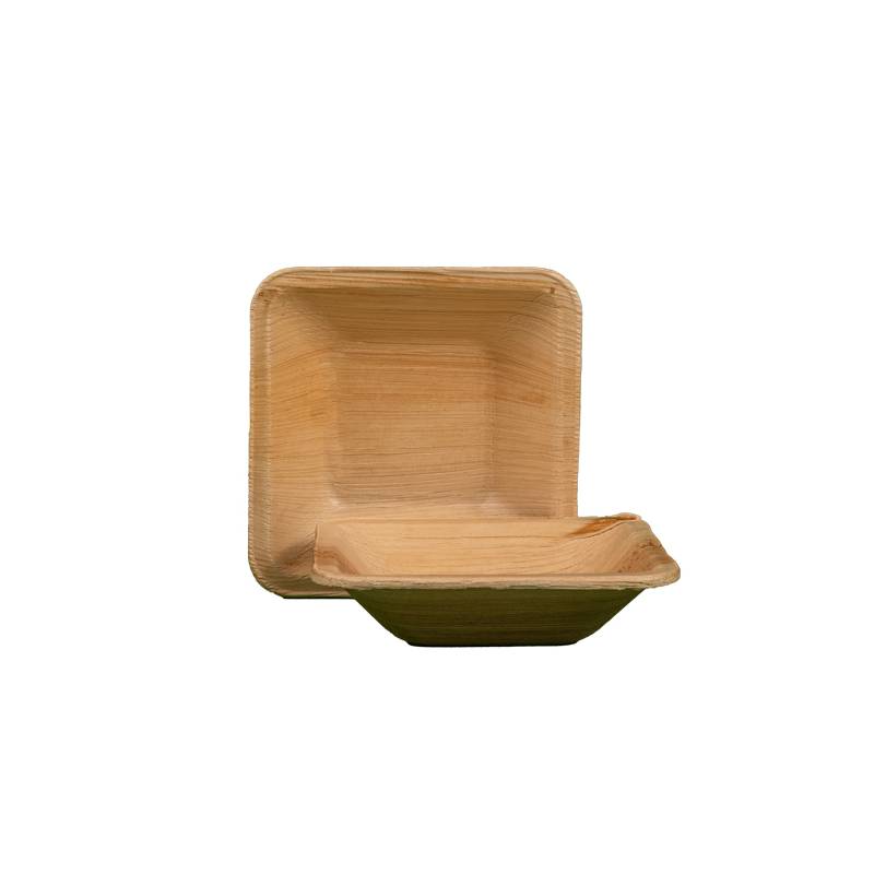 Compostable 4 inch Square Deep Palm Leaf Plate  - 25/Case