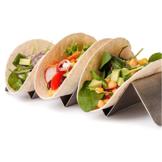 Stainless Steel Taco Holder with 3 or 4 Compartments - 10" x 4" x 2"