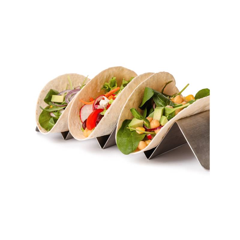 Stainless Steel Taco Holder with 3 or 4 Compartments - 10" x 4" x 2"