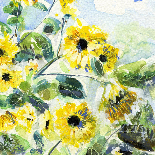 SALE - Sunflowers in the Blue Sky (Original, Signed and Framed)
