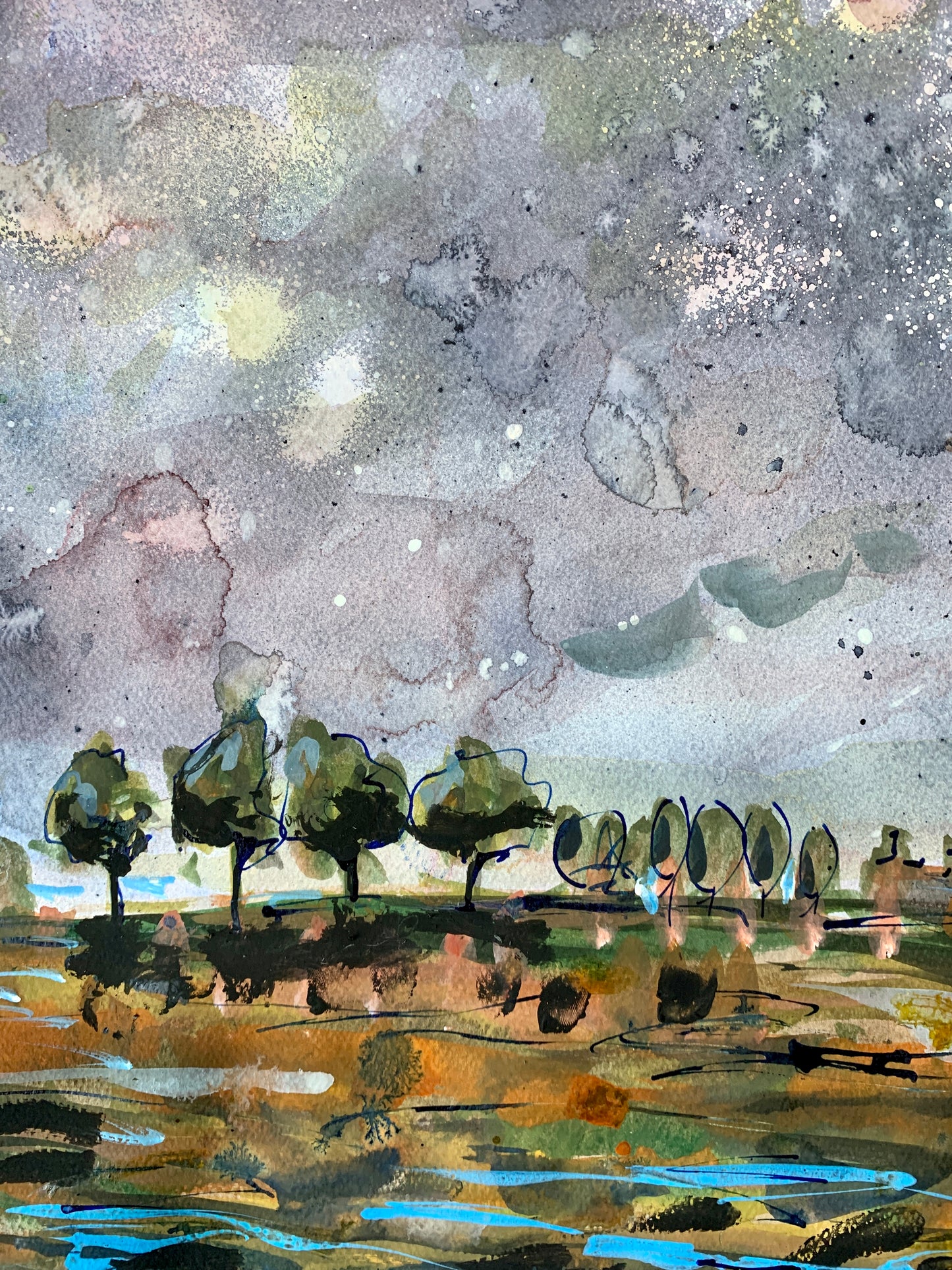 Impressionist tree-scape influenced by Gustav Klimt