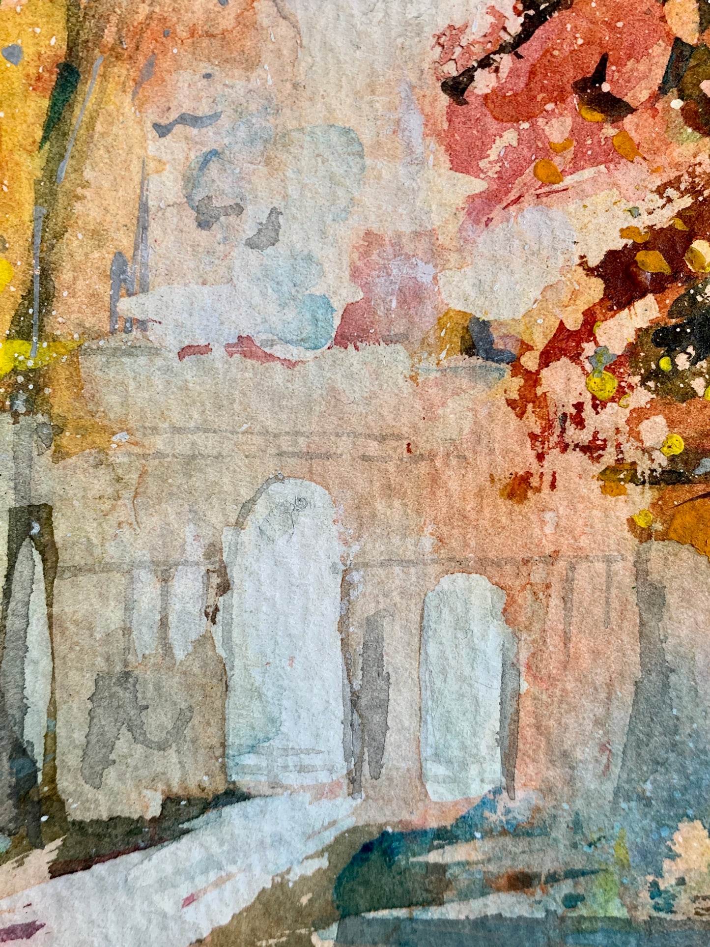 Close up of watercolour technique, influenced by Cezanne