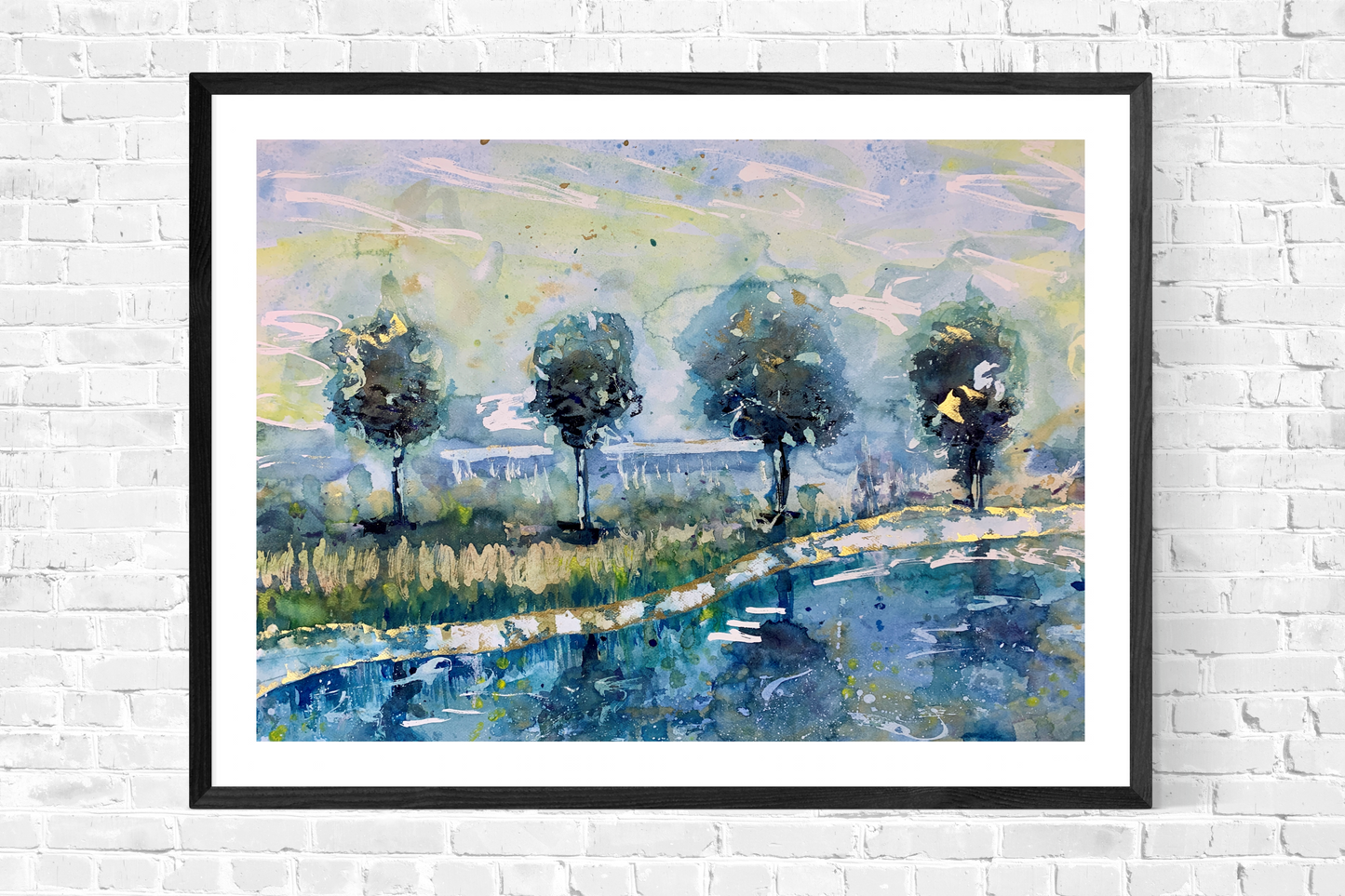 Water, Trees and Mist on the way Home (Original, Signed and Framed)