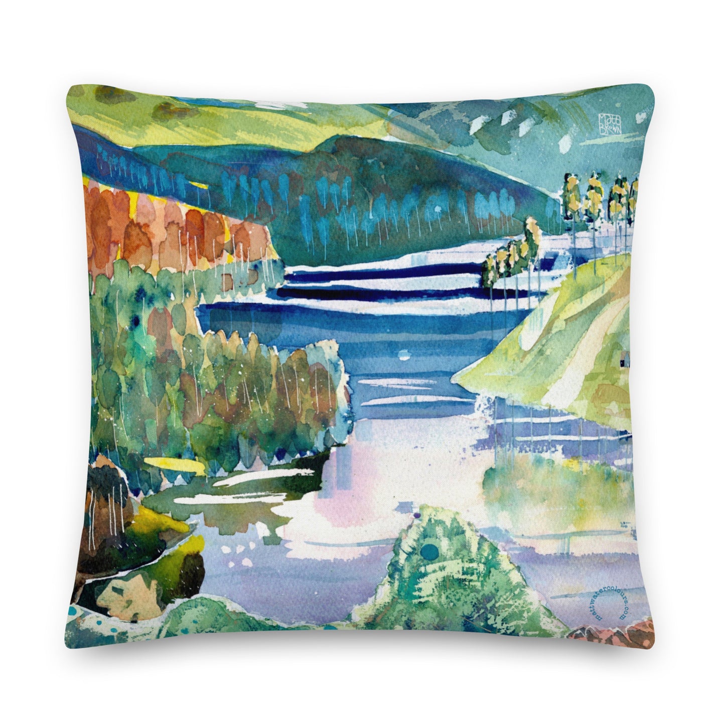 Large Luxury Art Print Cushion - Mountains & Lake (56cm x 56cm)
