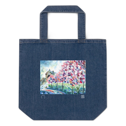 Organic denim tote bag - Good Morning Blossom