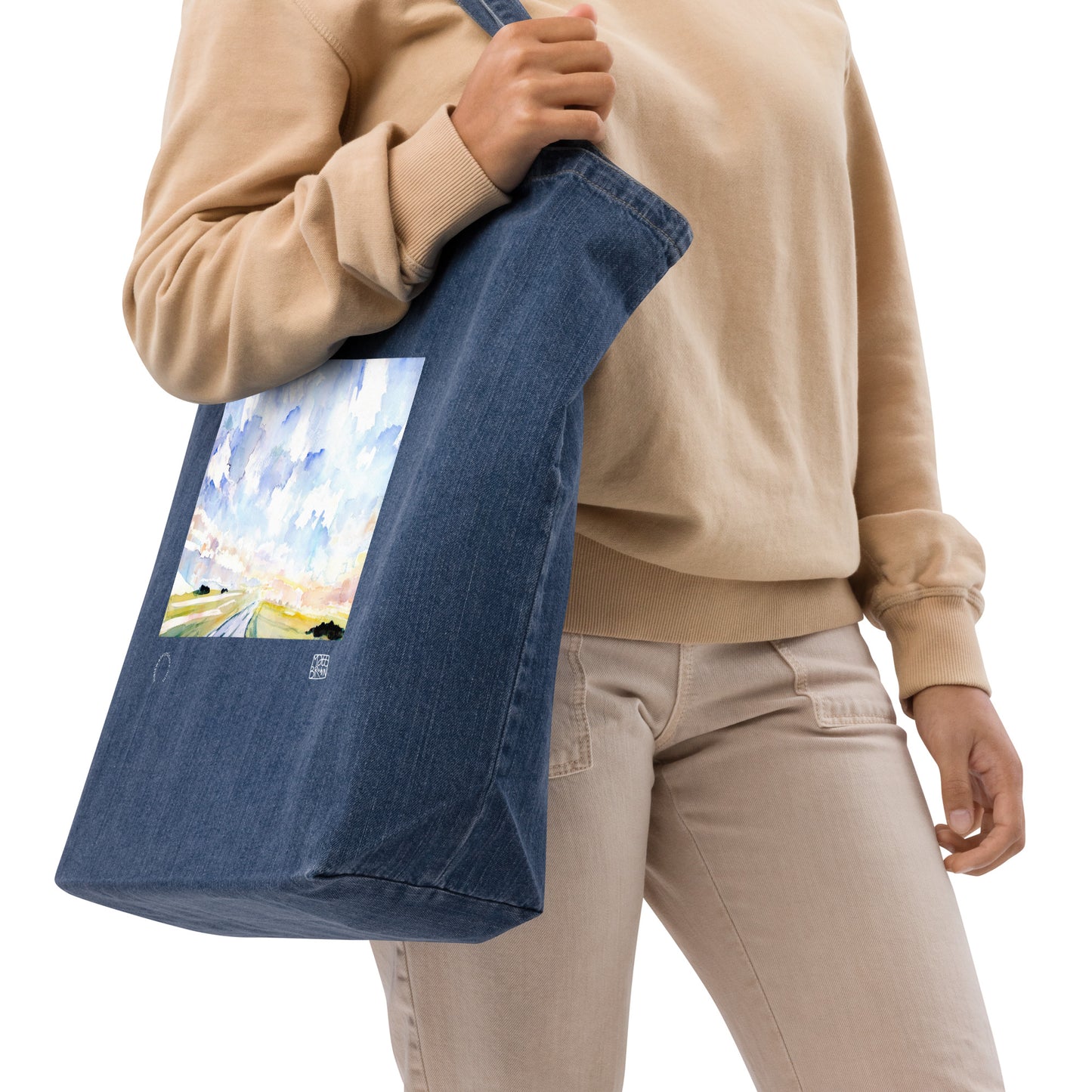 Organic denim tote bag - Travel