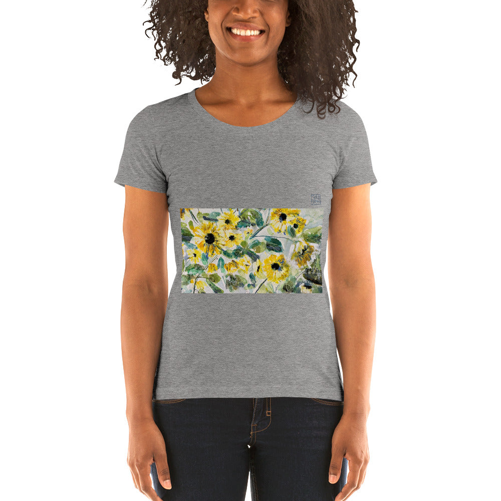 Fitted Woman's T-Shirt - Sunflowers